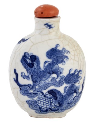 Lot 166 - Chinese Blue and White Glazed Porcelain Snuff...