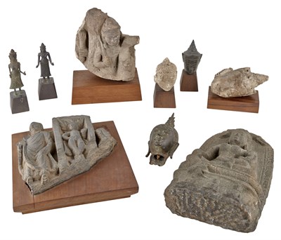 Lot 73 - Group of Nine Buddhist Figural Sculptures...