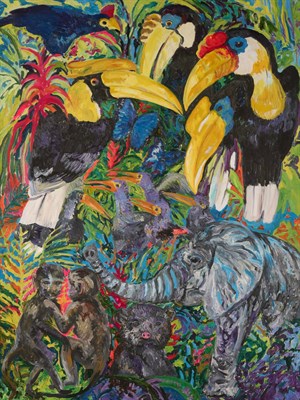 Lot 181 - Hunt Slonem American, b. 1951 Hornbills, 1986...