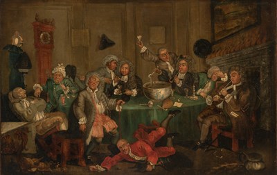 Lot 36 - Manner of William Hogarth The Celebration Oil...