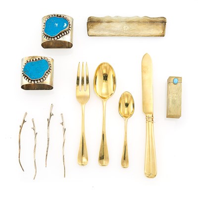 Lot 261 - Group of Low Karat Gold Silverware