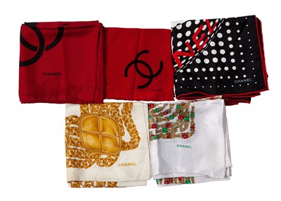 Lot 633 - Five Chanel Scarves