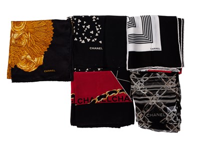 Lot 635 - Five Chanel Scarves
