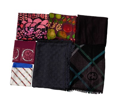 Lot 637 - Seven Multi-Fabric Gucci Scarves