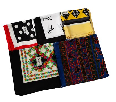 Lot 638 - Five Silk and Wool Yves Saint Laurent Scarves