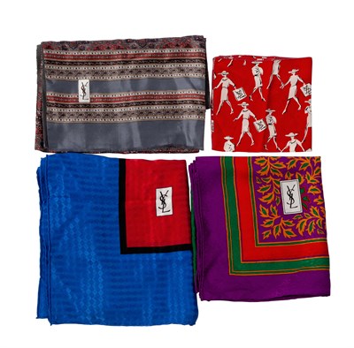 Lot 640 - Four Silk and Wool Yves Saint Laurent Scarves
