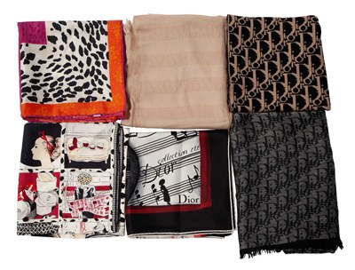 Lot 641 - Six Cashmere, Wool and Silk Dior Scarves