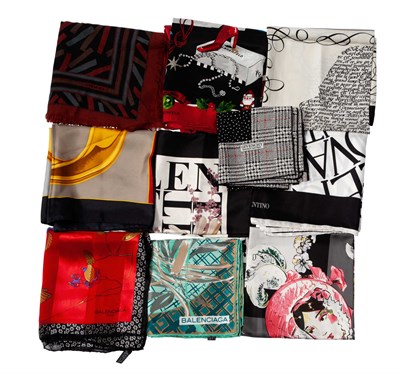 Lot 624 - Ten Karl Lagerfeld, Givenchy, Balenciaga, Valentino and Paloma Picasso  Scarves
