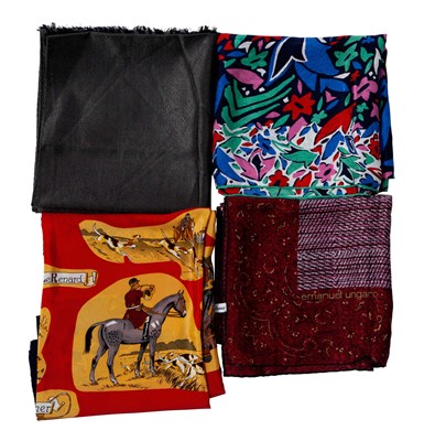 Lot 626 - Four Silk and Wool Gianni Versace, Emanuel Ungaro and Loewe Scarves