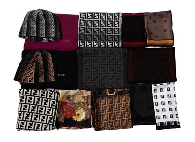 Lot 629 - Fourteen Fendi Scarves and Hats