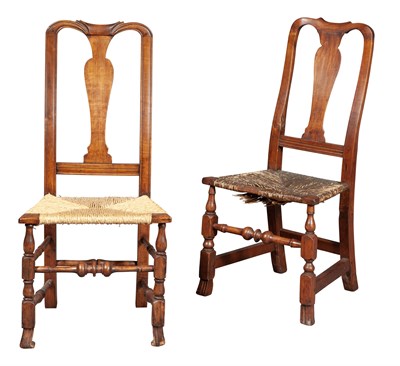 Lot 202 - Associated Pair of Queen Anne Rush Seat Side...
