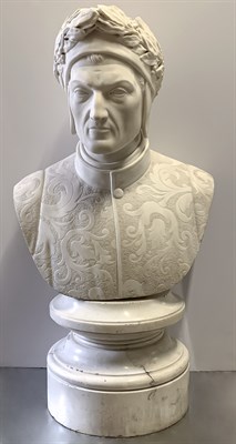Lot 147 - Carved White Marble Bust of Dante Probably...