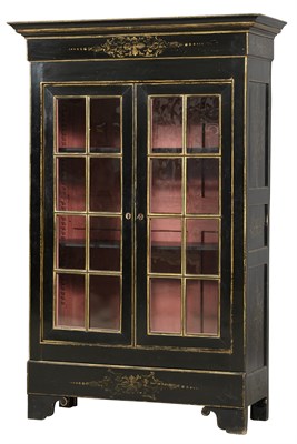 Lot 248 - Continental Black-Painted and Gilt-Stenciled...