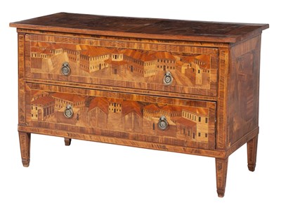 Lot 604 - Italian Neoclassical Walnut and Marquetry...