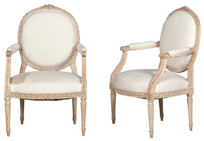 Lot 87 - Pair of Louis XVI Style Painted Armchairs...