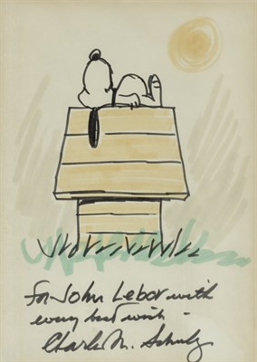 Lot 105 - SCHULZ, CHARLES M. Ink and watercolor drawing...