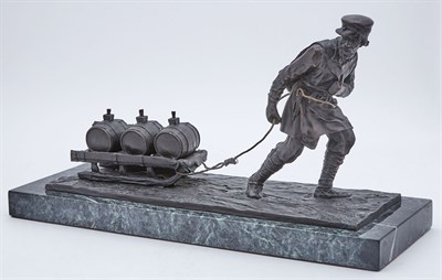 Lot 296 - Russian Bronze Group of a Vendor with a Sled...
