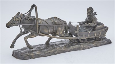 Lot 295 - Austrian Bronze Group of a Horse-Drawn Sled...