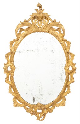 Lot 655 - George III Giltwood Oval Mirror Circa 1760 The...