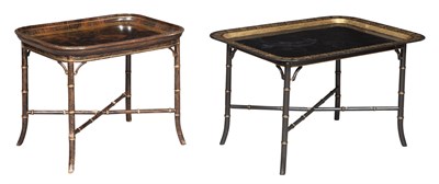 Lot 107 - Black and Parcel-Gilt Tôle-Peinte Tray on...