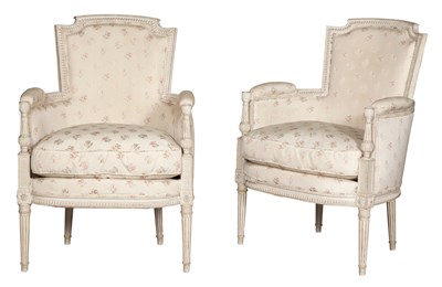 Lot 75 - Pair of Louis XVI Style Painted Bergères by...