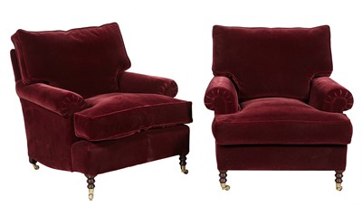Lot 1 - Pair of George Smith Mohair-Upholstered Club...