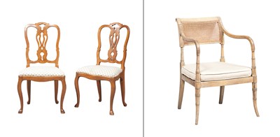 Lot 156 - Pair of Continental Fruitwood Side Chairs...