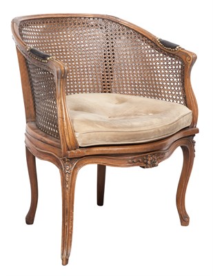 Lot 92 - Louis XV Style Caned Walnut Fauteuil de Bureau...