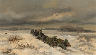 Lot 74 - Tadeusz Rybkowski Polish, 1848-1926 Snowy...