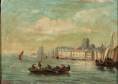 Lot 31 - French School 19th Century Harbor View Signed...