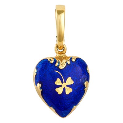 Lot 87 - Fabergé 21st Century Gold and Enamel Heart Pendant and White Gold, Enamel, Cultured Pearl and Diamond Fleur-De-Lys Necklace