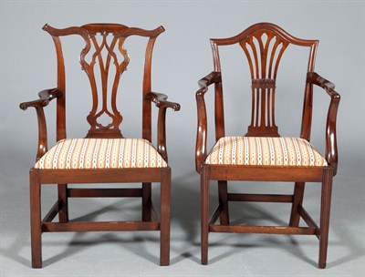 Lot 204 - Two George III Mahogany Open Armchairs Height...