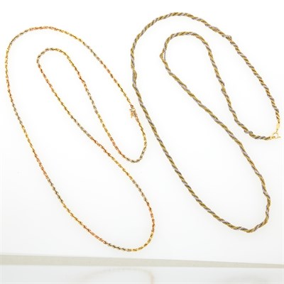 Lot 222 - Long Two-Color Gold Necklace and Tricolor Gold Necklace