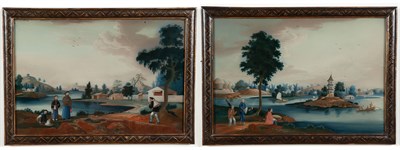 Lot 1102 - Pair of Chinese Export Reverse Paintings on...