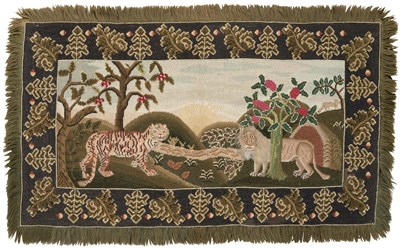 Lot 298 - Needlework Pictorial Rug Probably Continental,...
