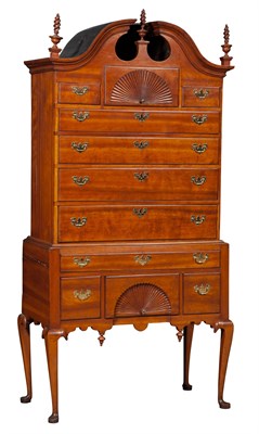 Lot 214 - Queen Anne Maple Bonnet-Top High Chest New...