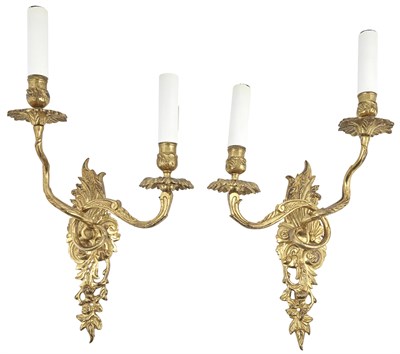Lot 244 - Pair of Louis XV Style Gilt-Bronze Two-Light...