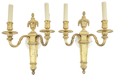Lot 190 - Pair of Louis XVI Style Gilt-Bronze Two-Light...