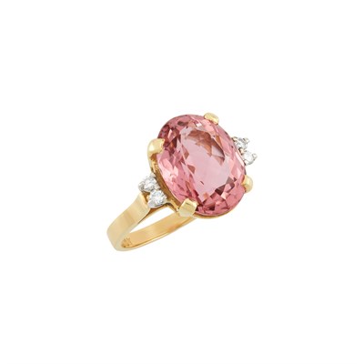 Lot 105 - Gold, Pink Tourmaline and Diamond Ring