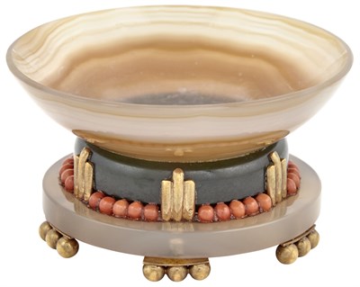 Lot 173 - French Art Deco Gold Mounted Agate, Hardstone...