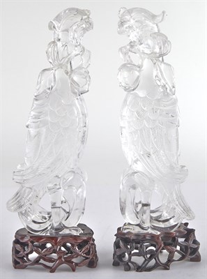 Lot 67 - A Pair of Chinese Carved Rock Crystal Figures...
