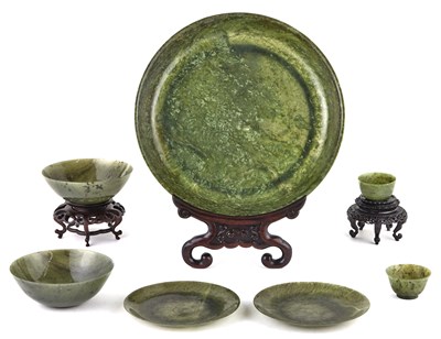 Lot 70 - Group of Chinese Spinach Jade Articles Late...
