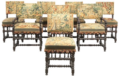 Lot 312 - Set of Eight Baroque Style Walnut and Tapestry-...