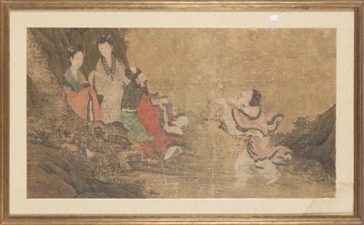 Lot 74 - Chinese School A seated Scholar and two...
