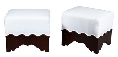 Lot 5 - Pair of Mahogany and White Fabric-Upholstered...