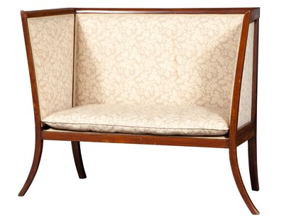 Lot 231 - Continental Mahogany Upholstered Tall-Sided...