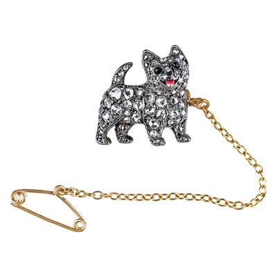 Lot 166 - Antique Silver and Diamond Dog Pin