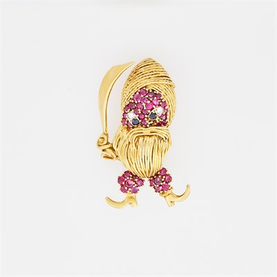 Lot 1065 - Gold, Ruby and Diamond Ali Baba Brooch