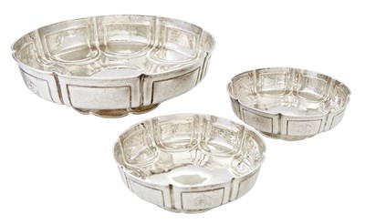 Lot 1041 - Set of George V Sterling Silver Footed Bowls...