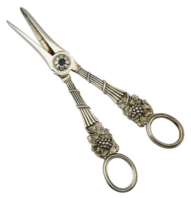 Lot 1032 - George III Sterling Silver-Gilt Grape Shears...